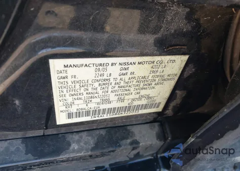 2006 Nissan Altima 2.5 S from USA, damaged, VIN 1N4AL11D86N322051